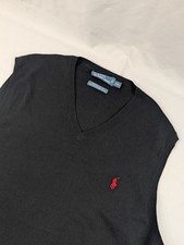 Vtg POLO Ralph Lauren Pullover Black Preppy Sweater Vest 100 Pima Cotton Sz XXL