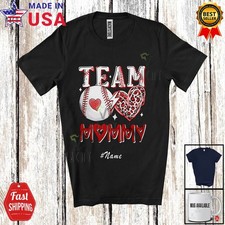 Custom Name Team Mommy; Mother's Day Baseball Player Leopard Heart Family Shirt