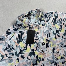 Bad Birdie Savannah Swing Core Polo Shirt Mens XL Multi Abstract Floral Stretch