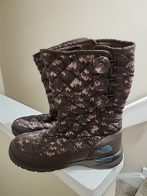 The North Face ThermoBall Eco Button Up Winter Boots Women s Size 8 Brown Warm
