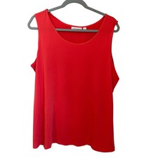 Susan Graver XL Liquid Knit Orange Shell Tank Top Sleeveless Shell Blouse