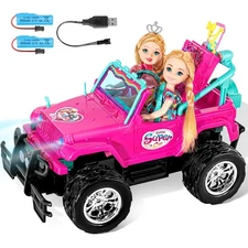 ULOVEME Purple Je ep Remote Control Car for Girls with 5.5" Doll & LED Lights...