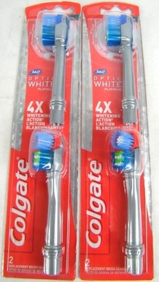 WOW! 2 Colgate 360 Optic White Platinum Toothbrush SOFT Heads & FAST FREE SHIP!