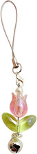 Pink Cute Tulips Flower Bell Pendant Phone Straps Lanyard Pocket Keychain Strap