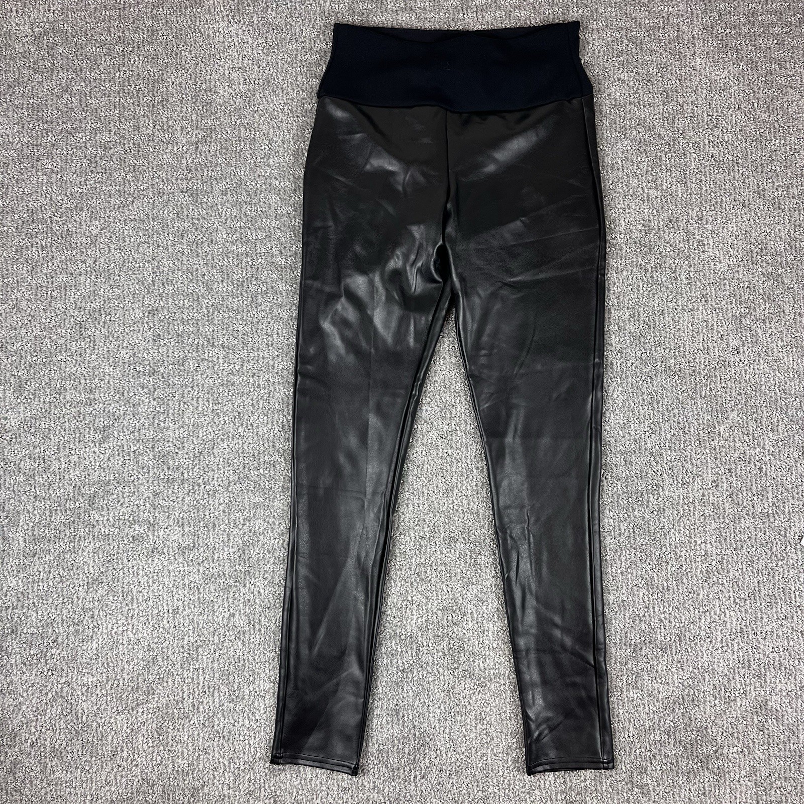 Assets by SPANX Leggings Womens Medium Faux Leather Skinny Contemporary Black