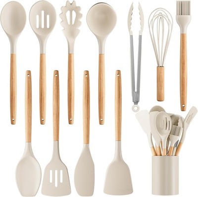 Kitchen Utensils Set-12 Pieces Silicone Cooking Utensils Set (Dishwasher Safe)