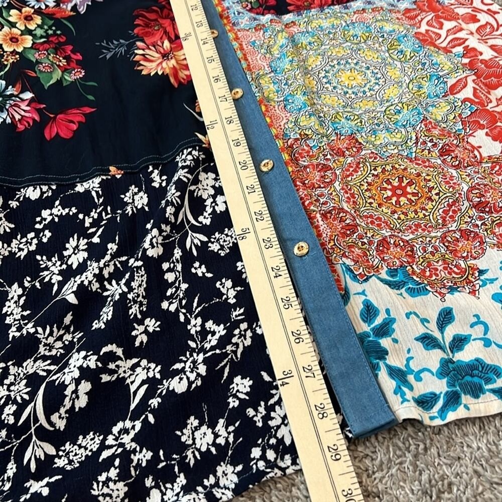 EUC Caleoas Mixed Media Patchwork Drapey Button D… - image 16