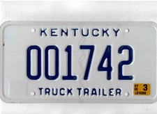 KENTUCKY 2008 license plate "001742" ***MINT***