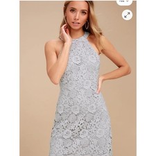Lulus Love Poem Light Grey Lace Mini Dress Size Small