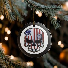 USCG Coast Guard Christmas Ornament Skull Flag 3" Ceramic Made in the USA Ships
