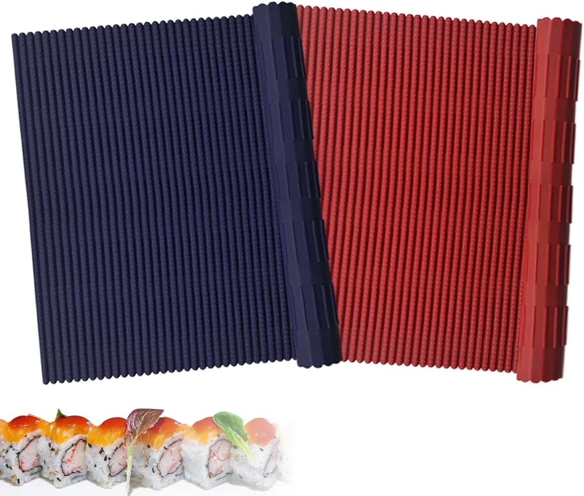 2 Pcs Silicone Sushi Mat,Non Stick Silicone Sushi Roll Mat,Durable Silica Sushi