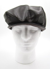 Vtg Sima International Genuine Leather Newsboy Hat 8-Panel (Made in USA) Sz 21"