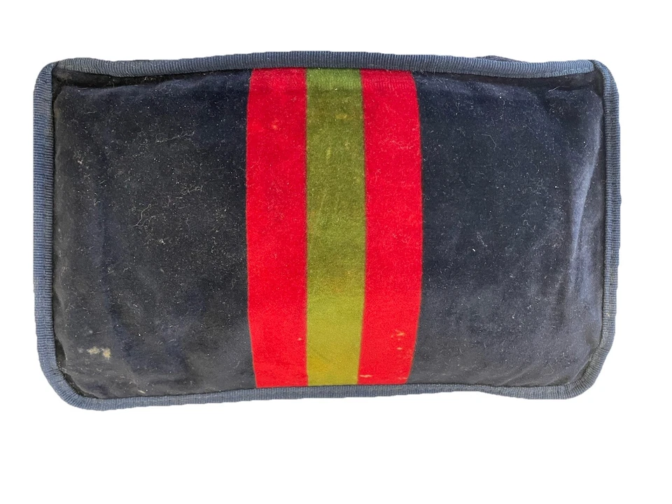 Bolso de Viaje AS# Roberta di Camerino Terciopelo Azul Marino Rojo Verde Rayas Estuche con Cremallera Foto 2 de 4