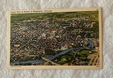 BEAUTIFUL  1940's Linen postcard Aerial View Section, Wilmington, DE  UNUSED