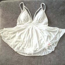 Cider White Lace Bodysuit 1XL Adjustable Straps Wireless Solid Opaque