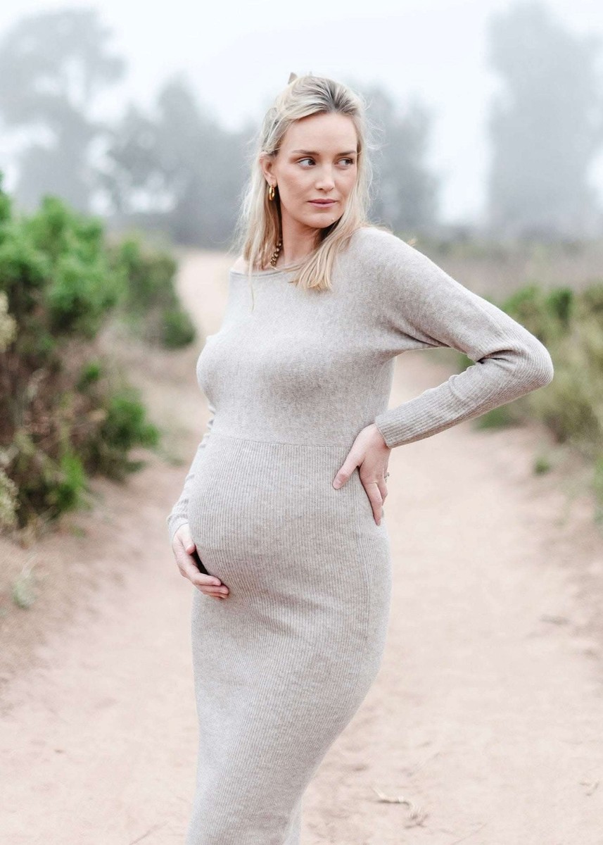 Ripe Maternity Light Taupe Knit Midi Dress | eBay Ripe Maternity Light Taupe Knit Midi Dress | eBay