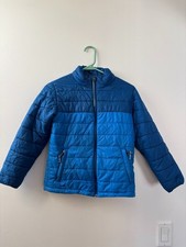 Columbia Puffer Jacket Omni-Heat Youth Medium Blue Full Zip Pockets