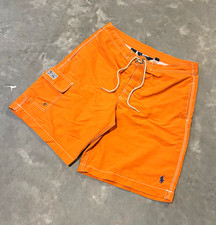 Polo Ralph Lauren Solid Orange Swim Shorts Drawstring Pockets Men s S