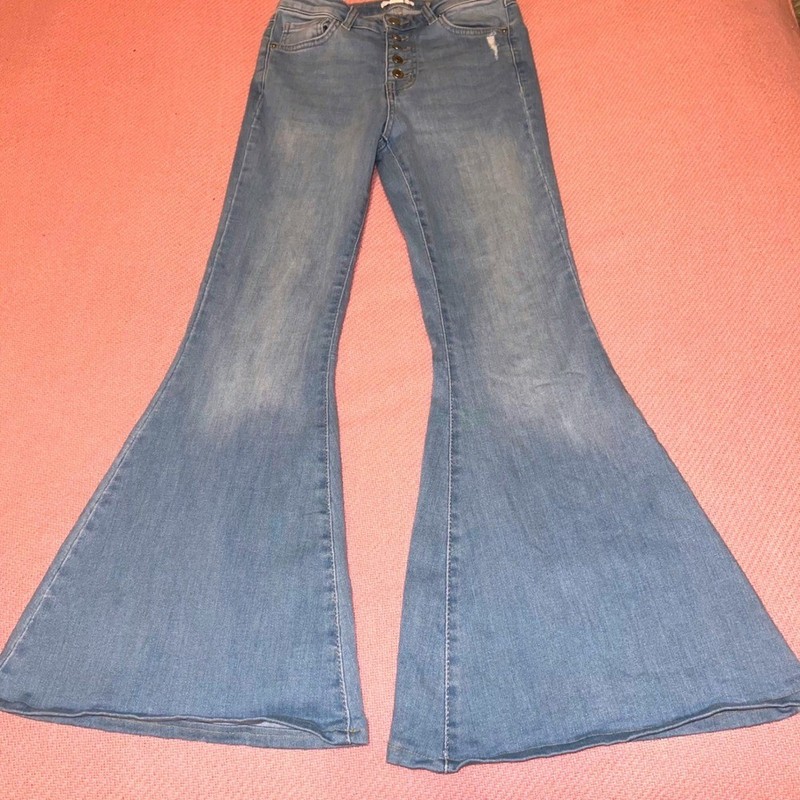 Forever 21 Vintage Inspired Bellbottom High Rise Button Fly Flare Jeans Size 25