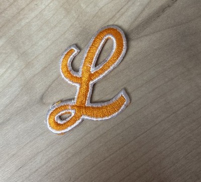 Vintage Gold Hat Letter Patch Gold  L  2.5 Inch Script Heat Press