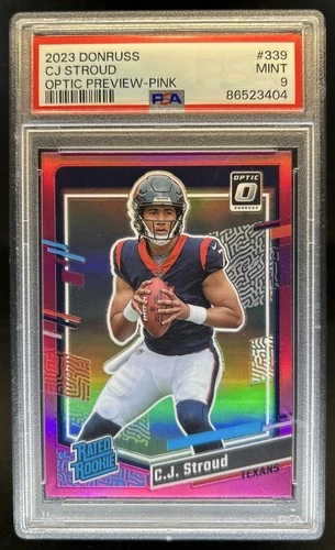 2023 Donruss C.J. Stroud Optic Rated Rookie Preview Pink Prizm RC #339 PSA 9