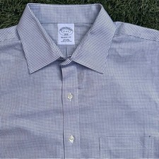 Brooks Brothers Mens Non-Iron All Cotton Regent Fit Button Up Dress Shirt 17-4/5