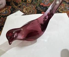 Vintage Fenton Cranberry Pink Bird of Happiness Art Glass Figurine