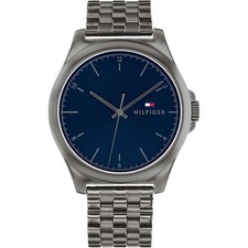 Mens Wristwatch TOMMY HILFIGER NORRIS 1710614 Stainless Steel Black Blue