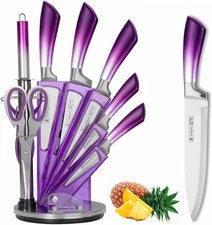 9PCS Kitchen Knives Set Stainless Steel Japanese Chef Knife Cleaver with Peeler