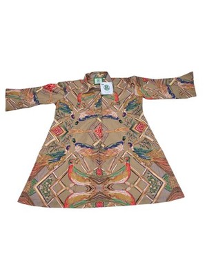 House of MBR Winston Shirt Dress ''Ruthie'' Style Fanciful Pheasant Print Size 2
