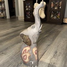 Vintage Wooden Carved Elephant , Grey, Pink, ...