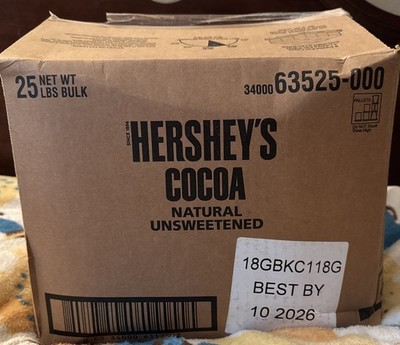 Hershey s Cocoa Natural Unsweetened Powder 25lb Case- Bulk