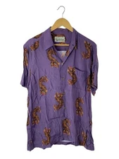 Wacko Maria Hawaiian Shirt L Rayon Purple Tiger All-Over Pattern #ED BBA