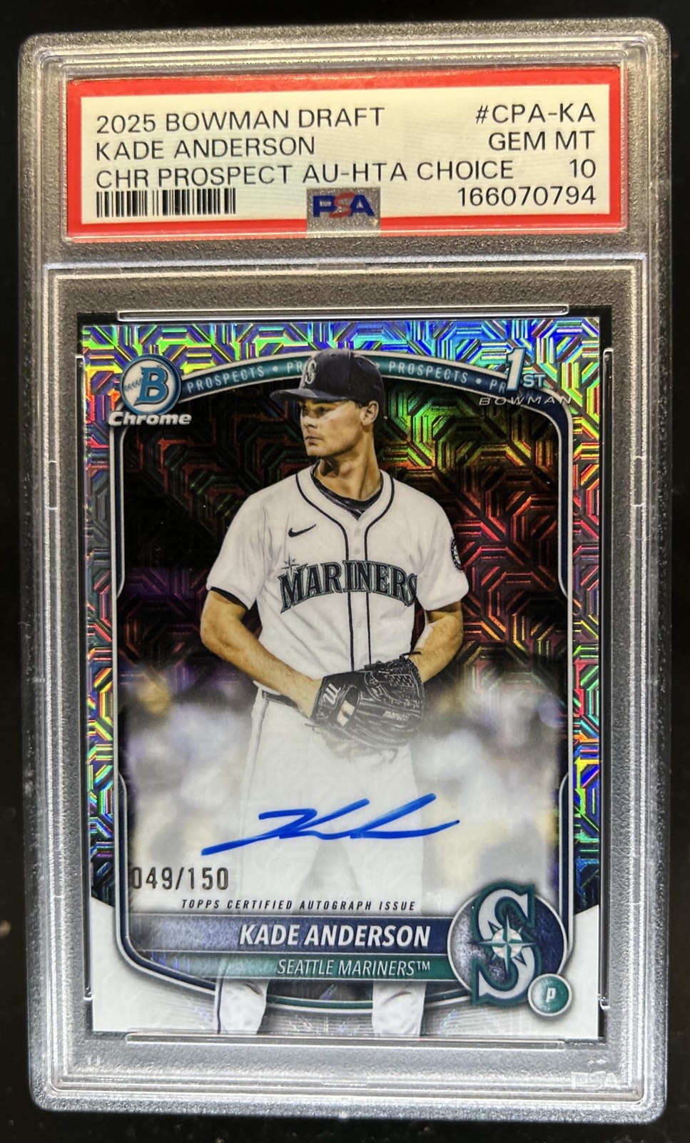 2025 Bowman Draft Kade Anderson Chrome Auto HTA Choice Refractor 1st /150 PSA 10