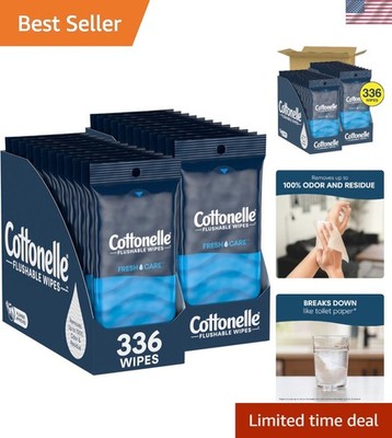 Fresh Care Flushable Wet Wipes - 336 Biodegradable Wipes in 24 On-The-Go Packs