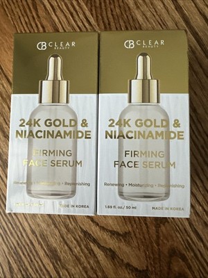2X Clear Beauty 24k Gold & Niacinamide Firming Face Serum Renewing Made in Korea