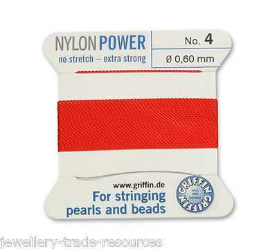 ROTER NYLON POWER SEIDENFADEN 0,60 mm SCHNURPERLEN & PERLEN GRIFFIN 4