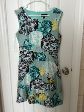 J. Crew Aquatic Floral 100% Silk A-line Fit Flare Dress Cap Sleeve Sz 6