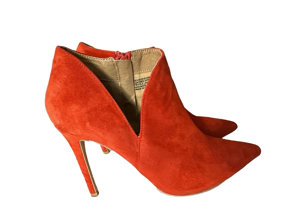 STEVE MADDEN Botín Rojo Corte Abierto Gamuza Cremallera Lateral 7.5M Usado en Excelente Condición Foto 2 de 4