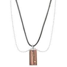 Bliss by Damiani Uomo Diamond Pendant Necklace Brown Stainless Steel 18K Gold