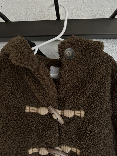 EUC ZARA Kids Teddy Bear Coat SIZE 6 Toggle Snap Closure Pockets Hooded Brown - Picture 2 of 15