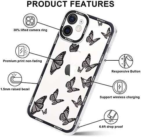 2er-Pack niedlicher klarer Druck für Apple iPhone 12 6,1 Zoll Handyhülle, Schmetterling Patte - Bild 4 von 5