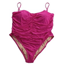 J. Crew Women's Ruched Sweetheart One Piece Swimsuit Sz 24 Fuchsia Removable Pad