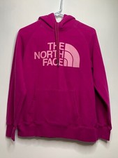 The North Face Womens Size S Pink Long Sleeve Hoodie Half Dome Logo 721435 Stain