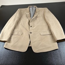 Stafford Blazer Jacket Mens 46 Long Tan Sport Coat Work Formal Preppy Polyester