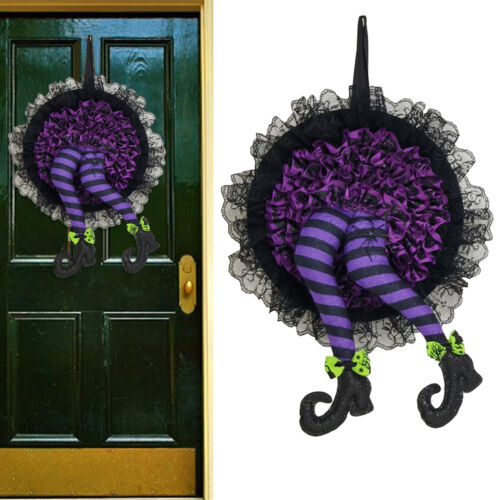 Halloween Wreath Door Hanging Witch Leg Pendant for Party Festival Home Decor