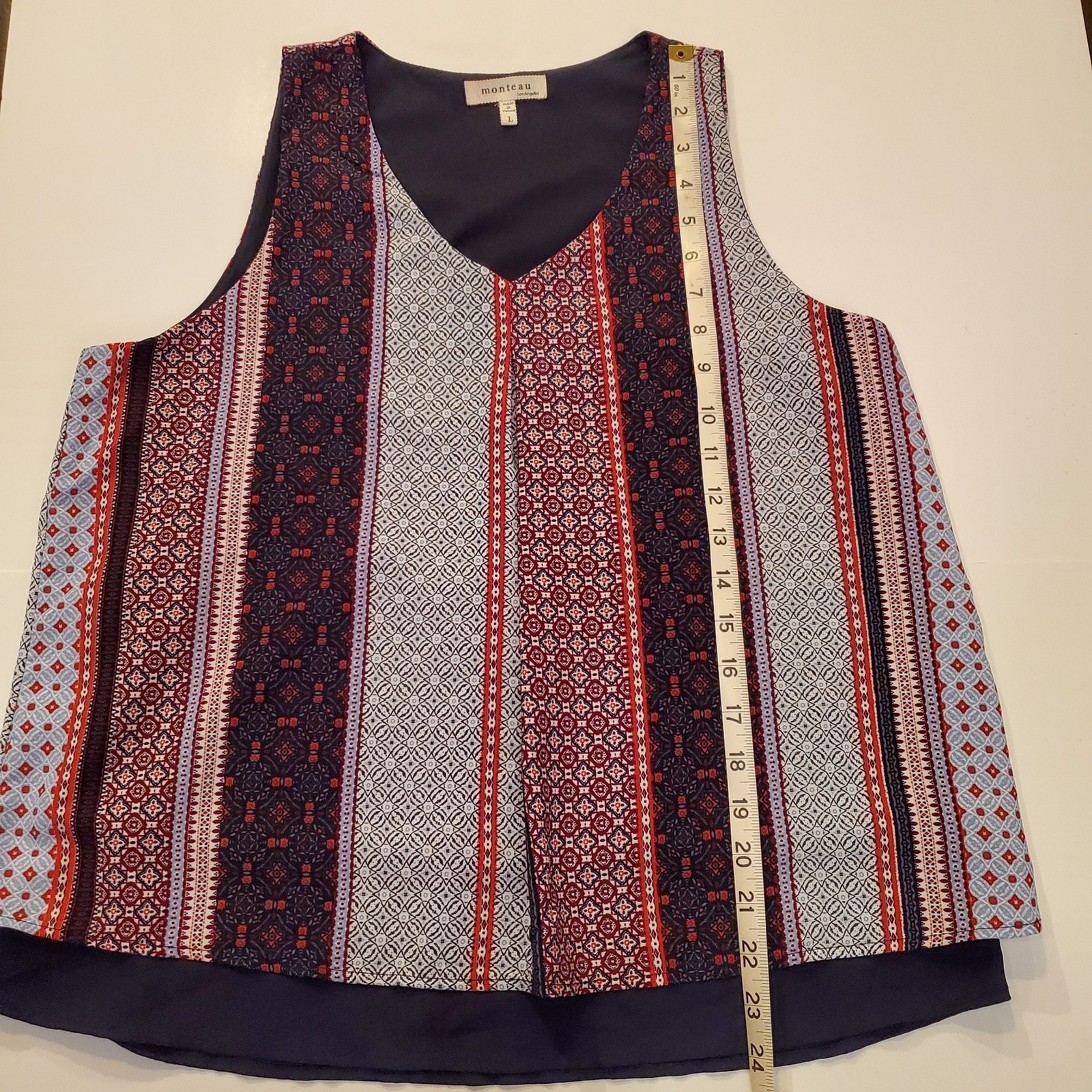 Monteau Multi Patterned Striped Layered Sleeveles… - image 5