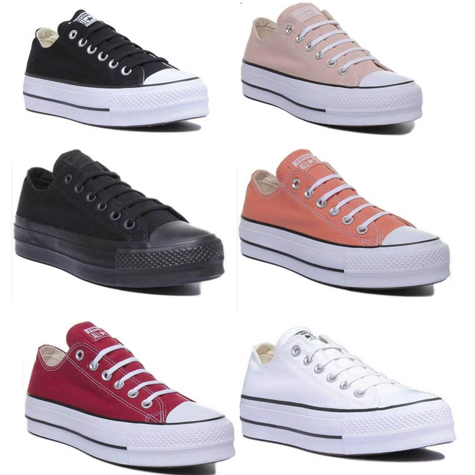 Converse Femme Bas Dentelle Plateforme Baskets en Divers Couleurs Taille UK 3 - - Photo 1/1
