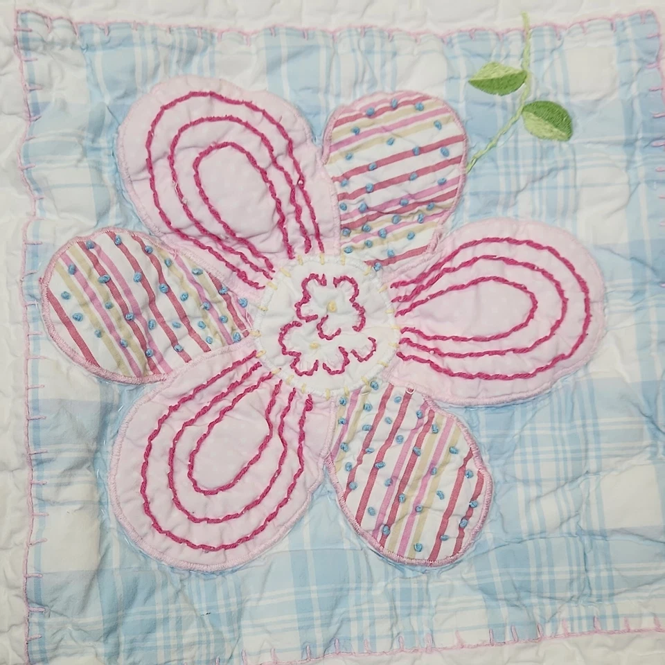 Pottery Barn Kids Quilted Pink Floral paisley Standard Sham Pillowcase 24"×25" - Image 2 of 4