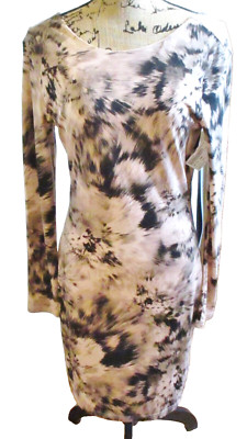 JLo by Jennifer Lopez Womens ''Riveria Chic'' L/S Dress, Brown Tye-Dye, Lined, M
